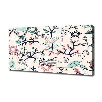 Schilderij op canvas Dieren en bloemen