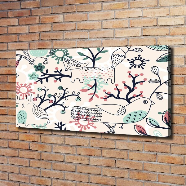 Schilderij op canvas Dieren en bloemen