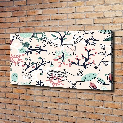 Schilderij op canvas Dieren en bloemen