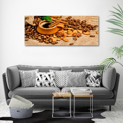 Foto canvas Koffiebonen en een kopje