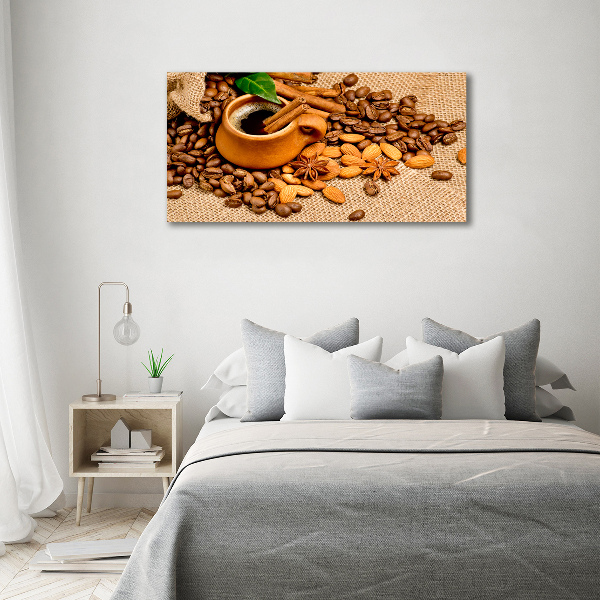 Foto canvas Koffiebonen en een kopje