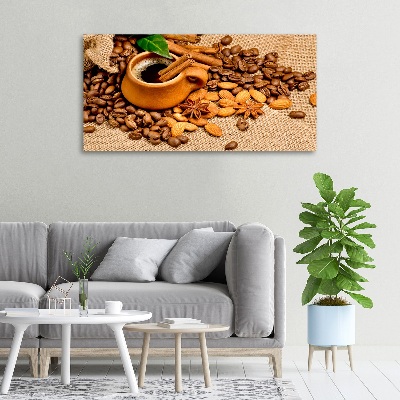 Foto canvas Koffiebonen en een kopje