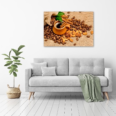 Foto canvas Koffiebonen en een kopje