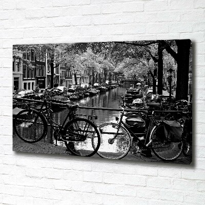 Canvas schilderij Amsterdamse fietsen