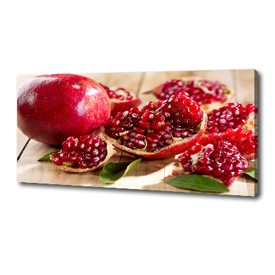 Canvas schilderij Granaatappel met bladeren
