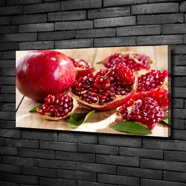 Canvas schilderij Granaatappel met bladeren