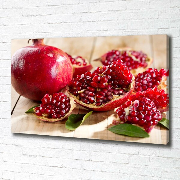 Canvas schilderij Granaatappel met bladeren