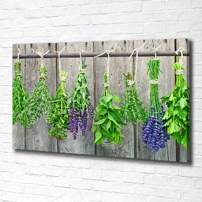 Schilderij op canvas Kruiden aan een touwtje