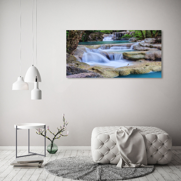 Foto canvas Waterval in het bos