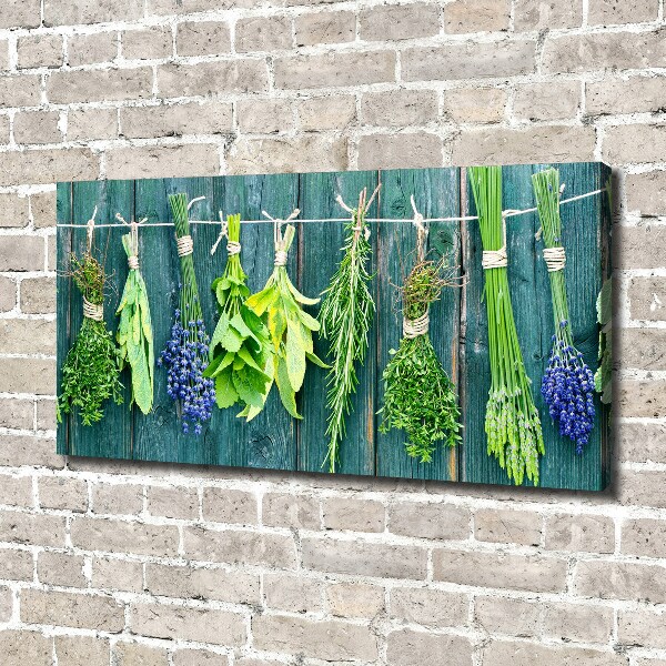 Canvas foto Kruiden aan een touwtje