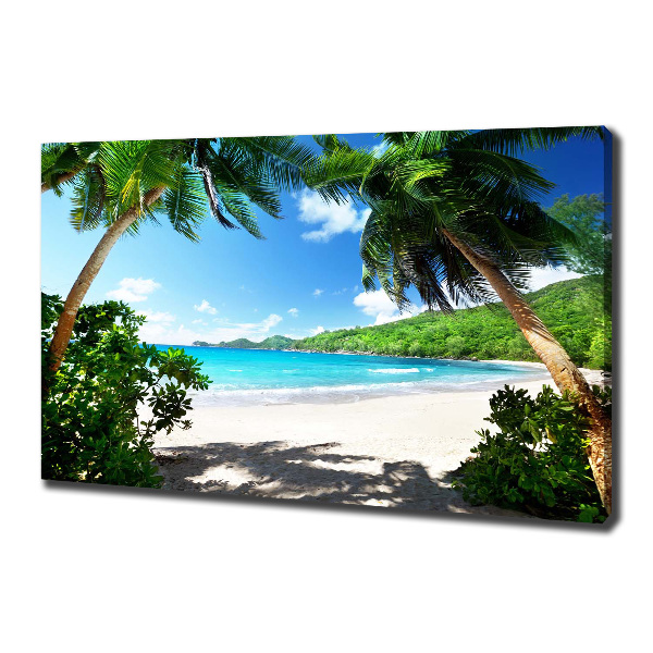 Canvas foto strand op de Seychellen