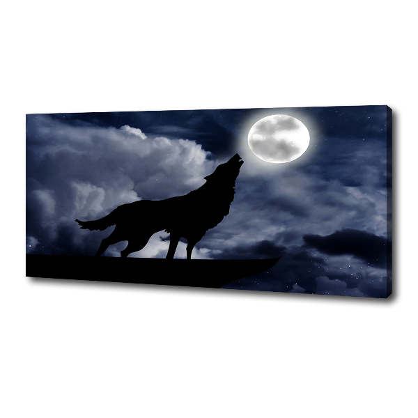 Foto canvas De huilende wolf van de volle maan