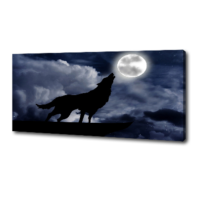 Foto canvas De huilende wolf van de volle maan