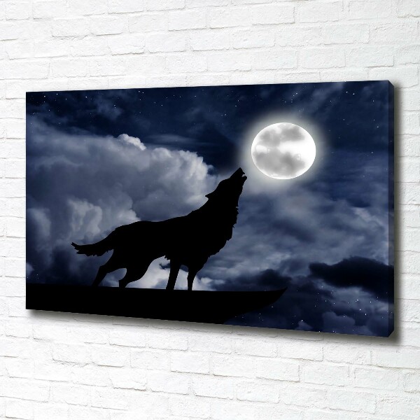 Foto canvas De huilende wolf van de volle maan