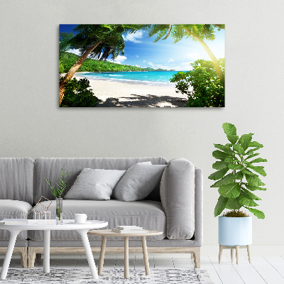 Schilderij op canvas strand op de Seychellen