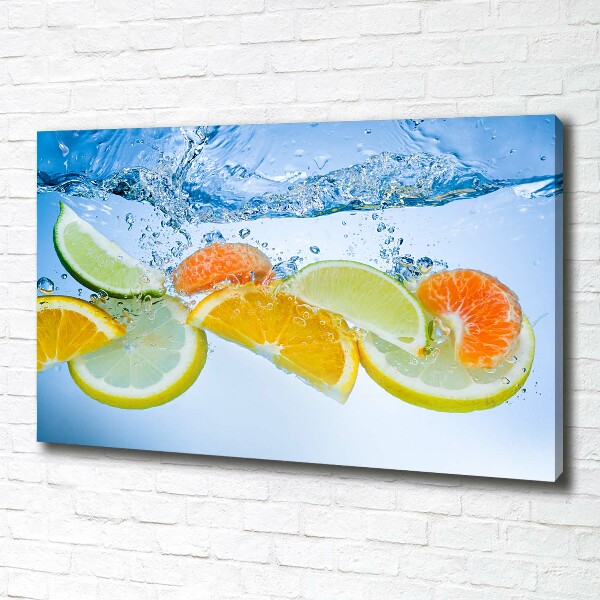 Canvas schilderij Citrusvruchten onder water