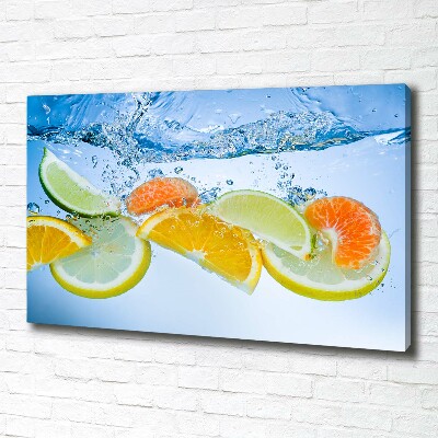 Canvas schilderij Citrusvruchten onder water