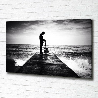 Foto op canvas Gitarist op de pier