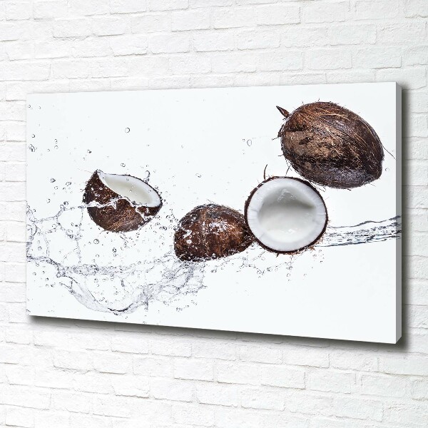 Canvas foto Kokosnoot met water