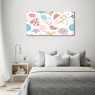 Foto op canvas Bloemen en vogels