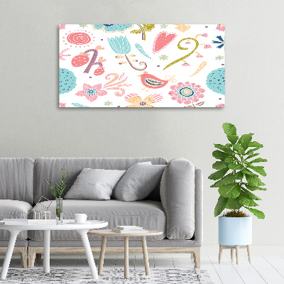 Foto op canvas Bloemen en vogels