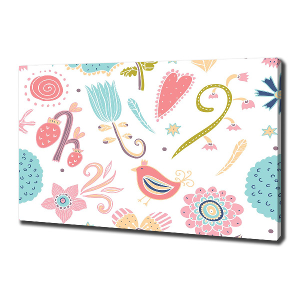 Foto op canvas Bloemen en vogels