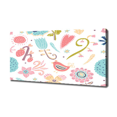 Foto op canvas Bloemen en vogels