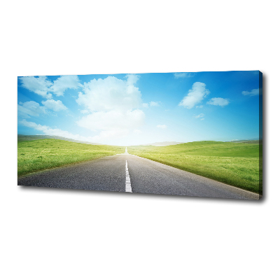 Canvas schilderij De weg door de weide