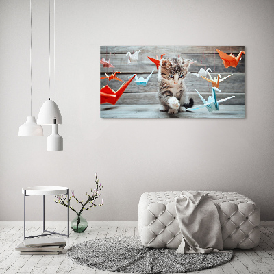 Foto canvas Katvogels gemaakt van papier