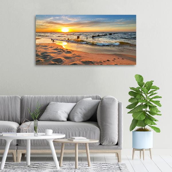 Foto canvas Zonsondergangstrand