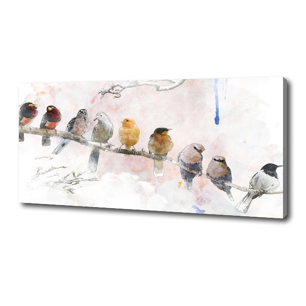 Canvas schilderij Vogels op een tak