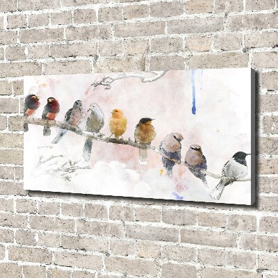 Canvas schilderij Vogels op een tak