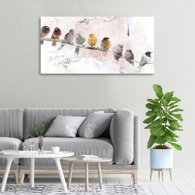 Canvas schilderij Vogels op een tak