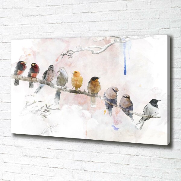 Canvas schilderij Vogels op een tak
