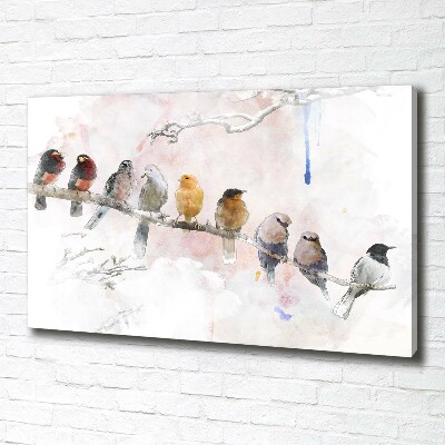 Canvas schilderij Vogels op een tak