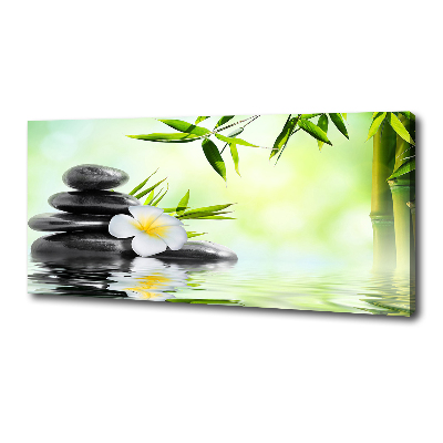 Canvas foto Plumeria en bamboe