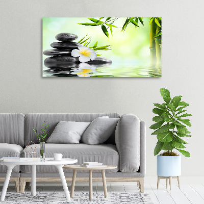 Canvas foto Plumeria en bamboe