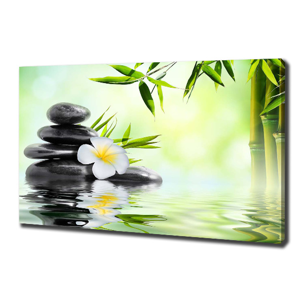 Canvas foto Plumeria en bamboe