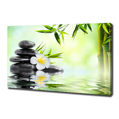 Canvas foto Plumeria en bamboe
