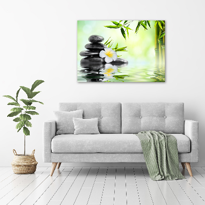 Canvas foto Plumeria en bamboe