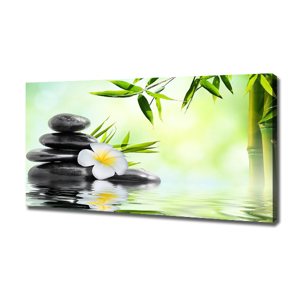 Canvas foto Plumeria en bamboe