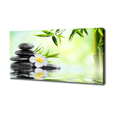 Canvas foto Plumeria en bamboe