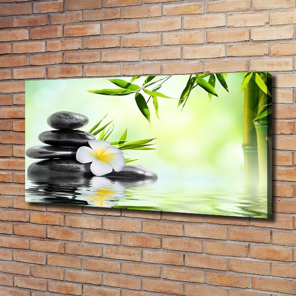 Canvas foto Plumeria en bamboe