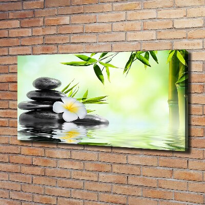 Canvas foto Plumeria en bamboe