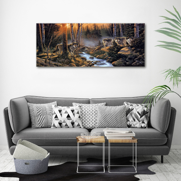 Canvas foto Een roedel wolven