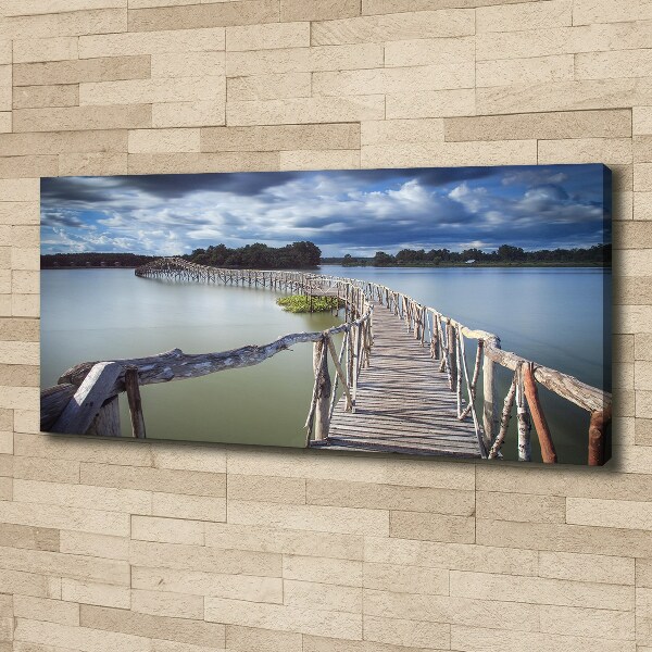 Canvas foto Houten brug