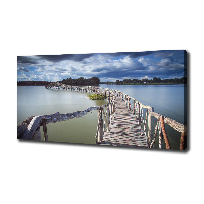 Canvas foto Houten brug