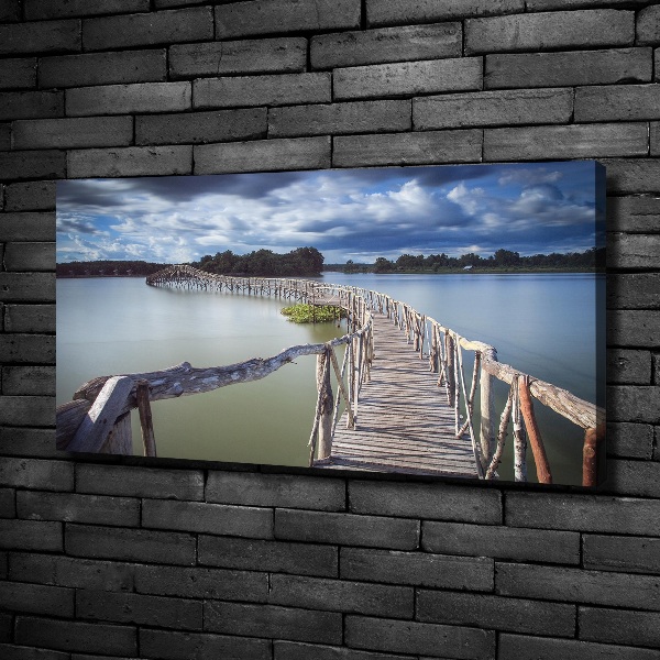 Canvas foto Houten brug