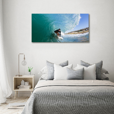 Foto op canvas Surfer op een golf