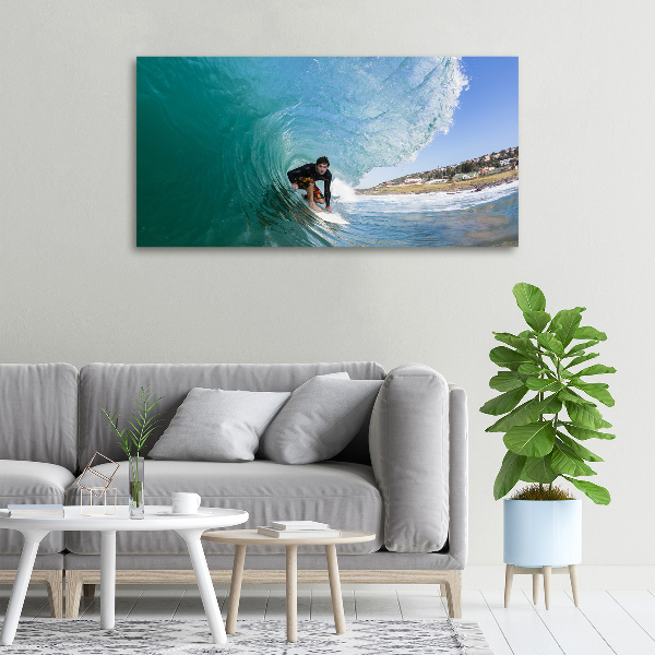 Foto op canvas Surfer op een golf